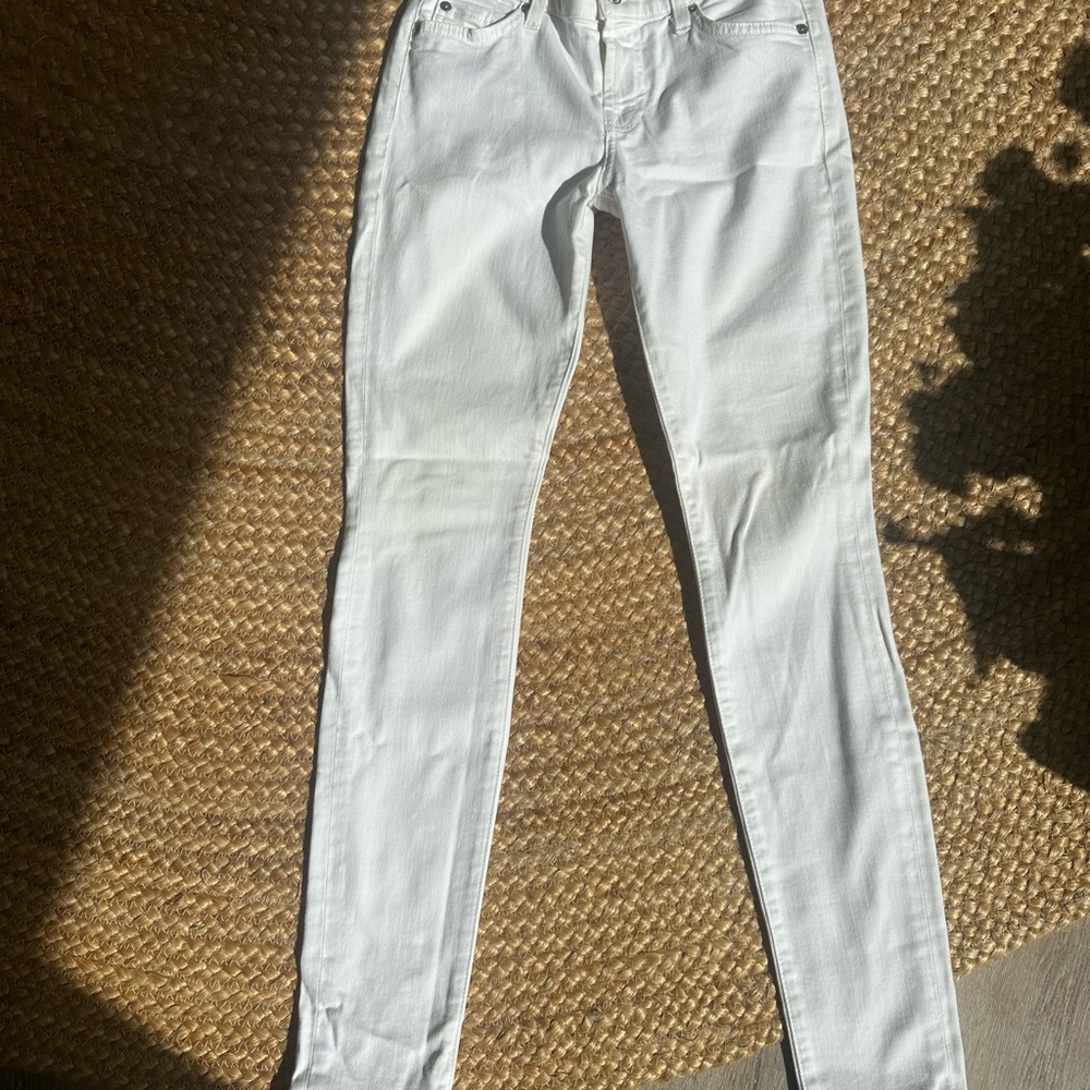 7 for All Mankind White Skinny Jeans